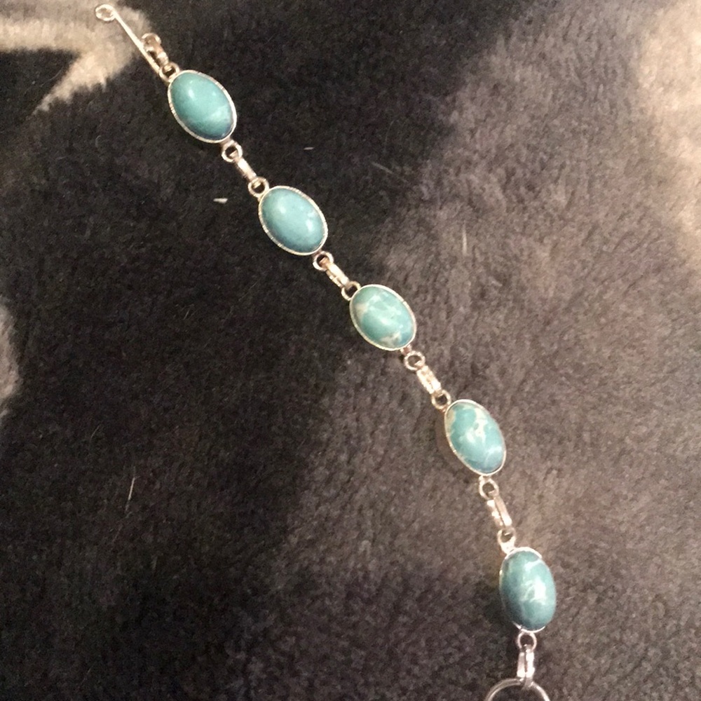 Sterling silver Caribbean larimar bracelet